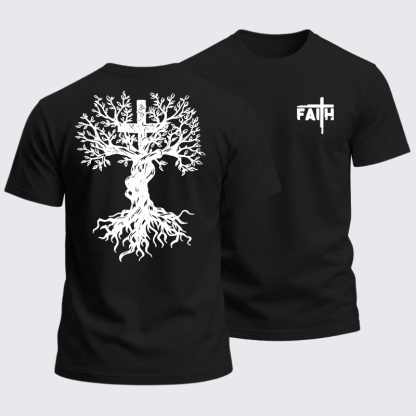 Heavyweight Cotton Tee - Faith Tree Cross
