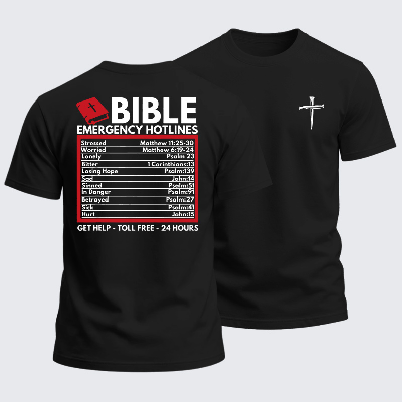 Heavyweight Cotton Tee - Bible Emergency Numbers