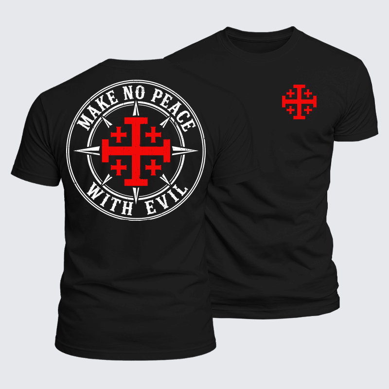 Luxe Mercerized Cotton Tee - Make No Peace with Evil Jerusalem Cross