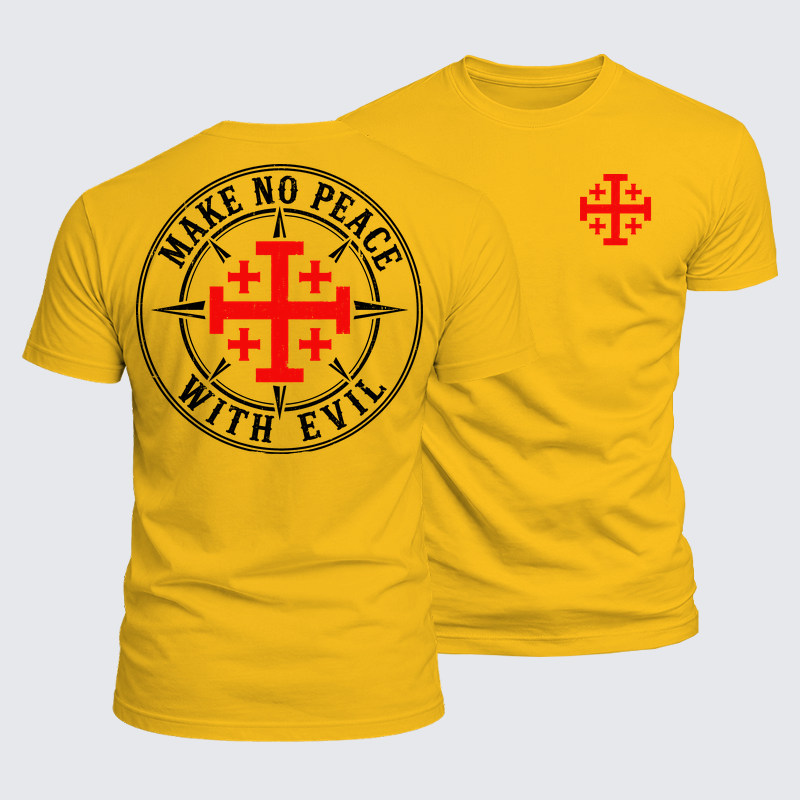 Luxe Mercerized Cotton Tee - Make No Peace with Evil Jerusalem Cross