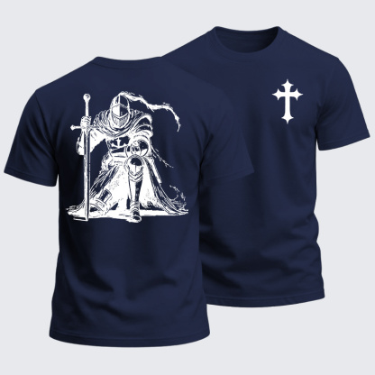 Heavyweight Cotton Tee - Crusader Knight Christian