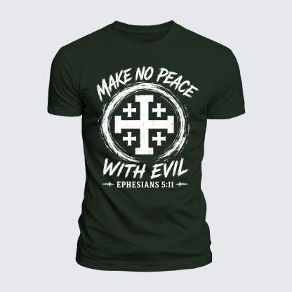 Luxe Mercerized Cotton Tee - Make No Peace with Evil  Jerusalem Cross