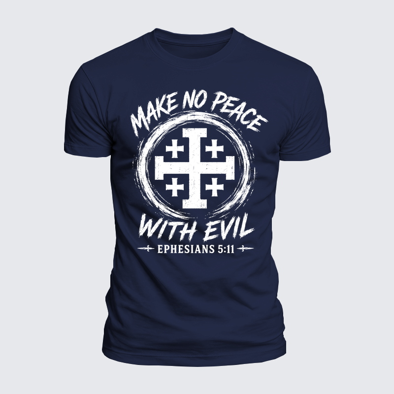 Luxe Mercerized Cotton Tee - Make No Peace with Evil  Jerusalem Cross