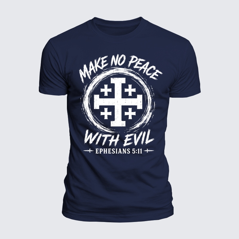 Luxe Mercerized Cotton Tee - Make No Peace with Evil  Jerusalem Cross