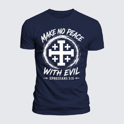 Luxe Mercerized Cotton Tee - Make No Peace with Evil  Jerusalem Cross