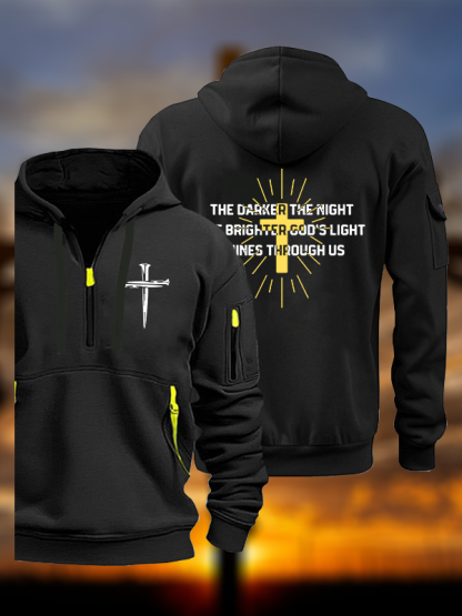 The Darker The Night The Brighter God's Light Shines Through Us Jesus God Christian Zipper Hoodies