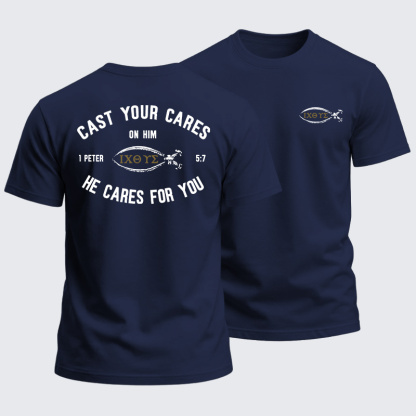 Heavyweight Cotton Tee - Cast Your Cares On Him