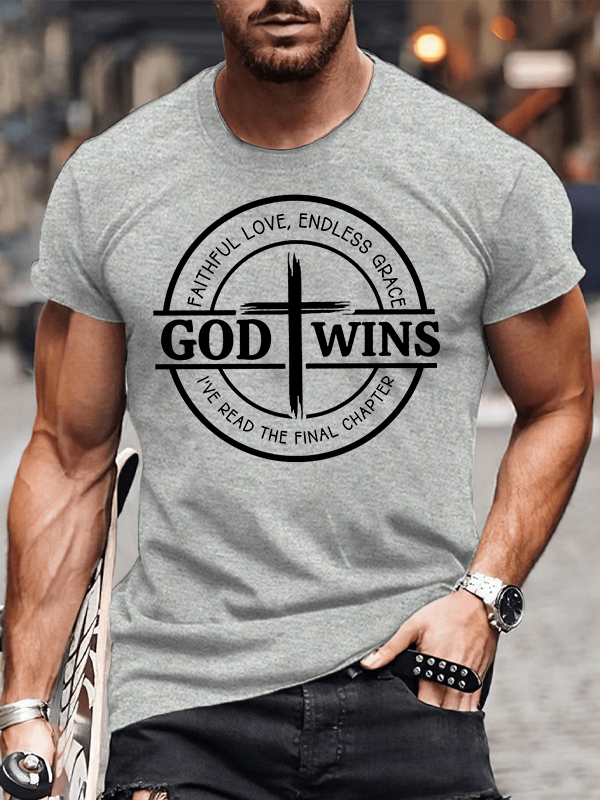 God Wins Jesus God Christian Cotton T-Shirt