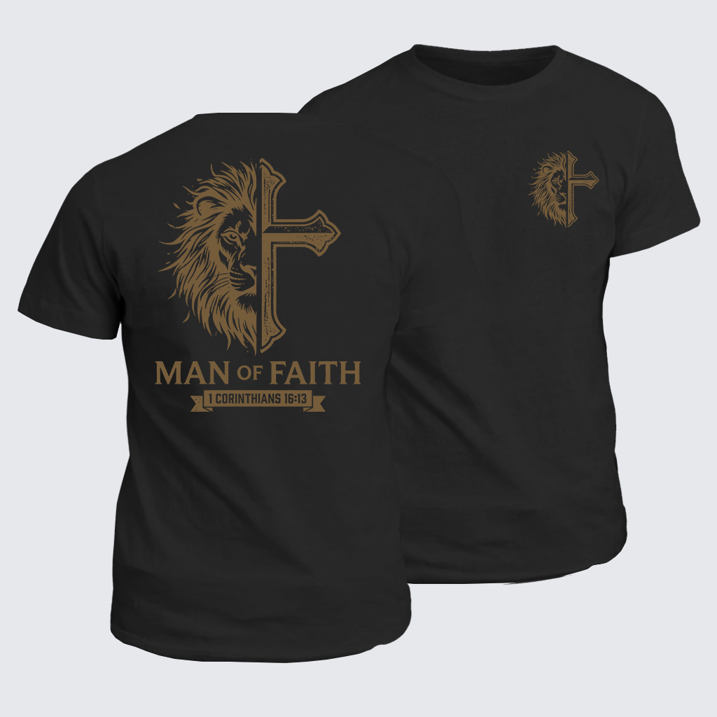 Man Of God Husband Dad Jesus God Christian Cotton T-Shirt