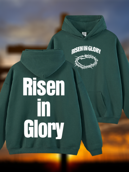 Risen In Glory Jesus God Christian Plush Fleece-Lined Hoodie
