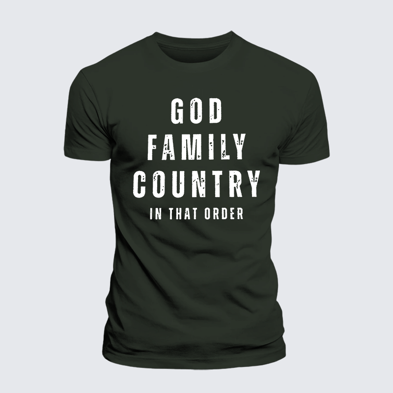 God Family Country In That Order Jesus God Christian Premium Mercerized Cotton Tee