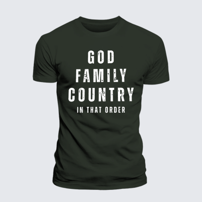 God Family Country In That Order Jesus God Christian Premium Mercerized Cotton Tee