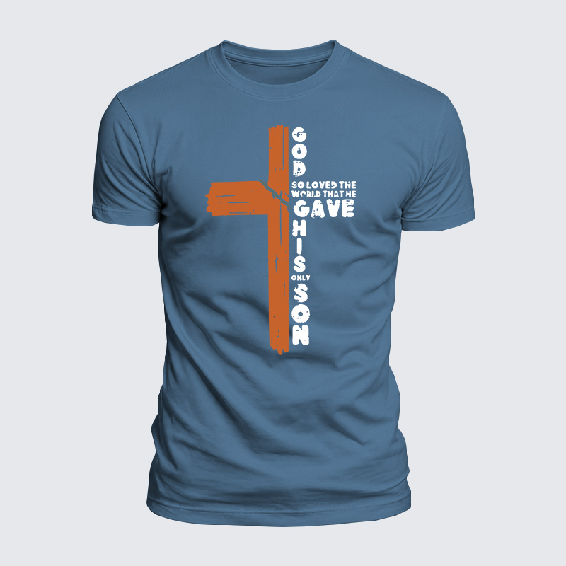 Cross God So Loved The World Jesus God Christian  – Luxe Mercerized Interlock Cotton Tee