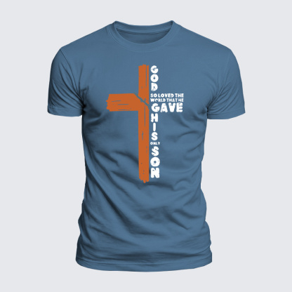 Cross God So Loved The World Jesus God Christian  – Luxe Mercerized Interlock Cotton Tee