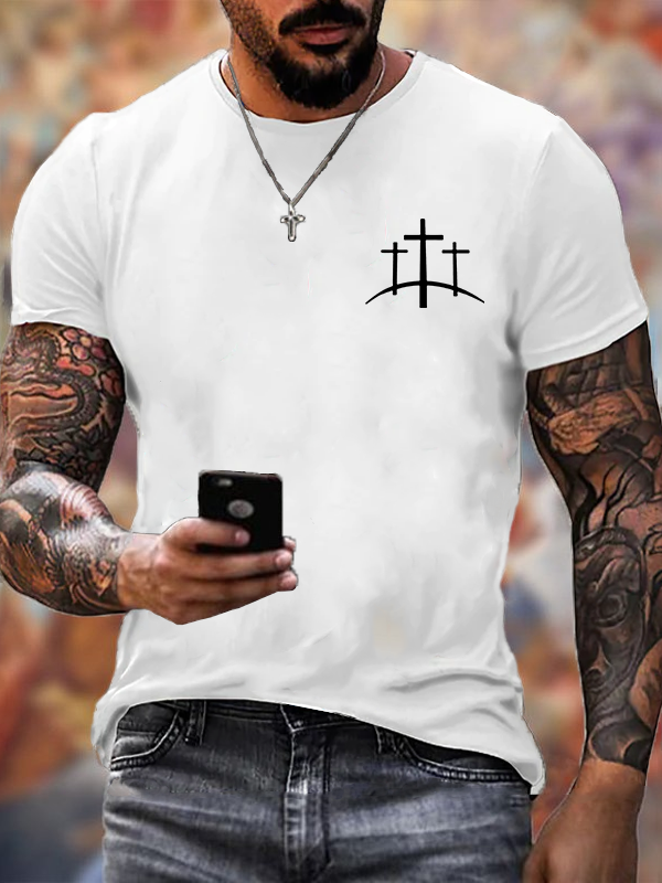Men's Cross Printed Casual T-Shirt