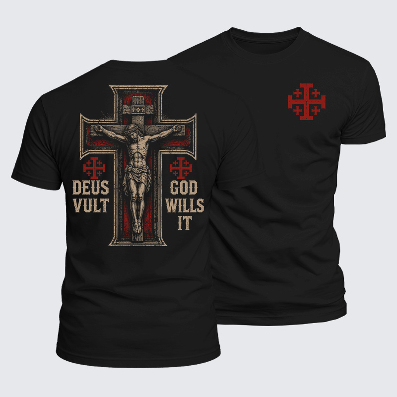 Luxe Mercerized Cotton Tee - Make No Peace with Evil Jerusalem Cross