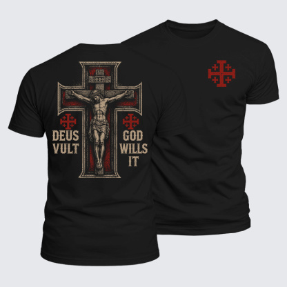 Luxe Mercerized Cotton Tee - Make No Peace with Evil Jerusalem Cross