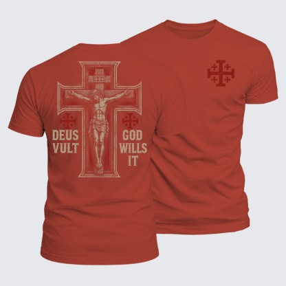 Luxe Mercerized Cotton Tee - Make No Peace with Evil Jerusalem Cross