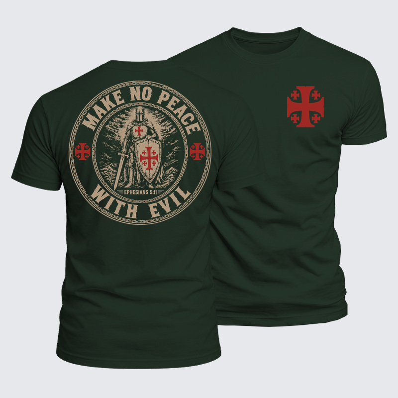 Luxe Mercerized Cotton Tee - Make No Peace with Evil Knight Templar Jerusalem Cross