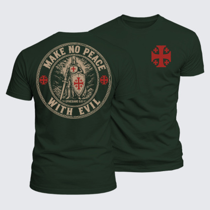 Luxe Mercerized Cotton Tee - Make No Peace with Evil Knight Templar Jerusalem Cross