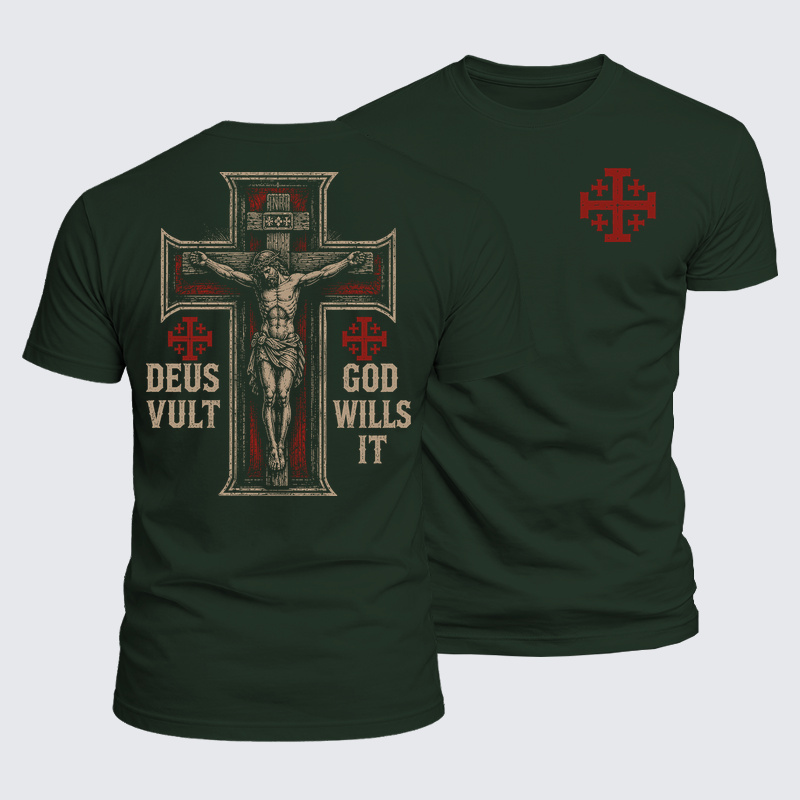 Luxe Mercerized Cotton Tee - Make No Peace with Evil Jerusalem Cross