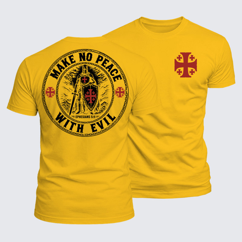 Luxe Mercerized Cotton Tee - Make No Peace with Evil Knight Templar Jerusalem Cross