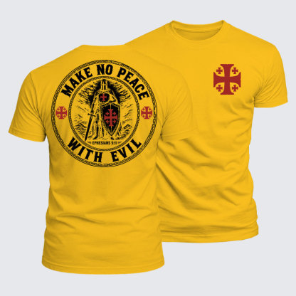 Luxe Mercerized Cotton Tee - Make No Peace with Evil Knight Templar Jerusalem Cross