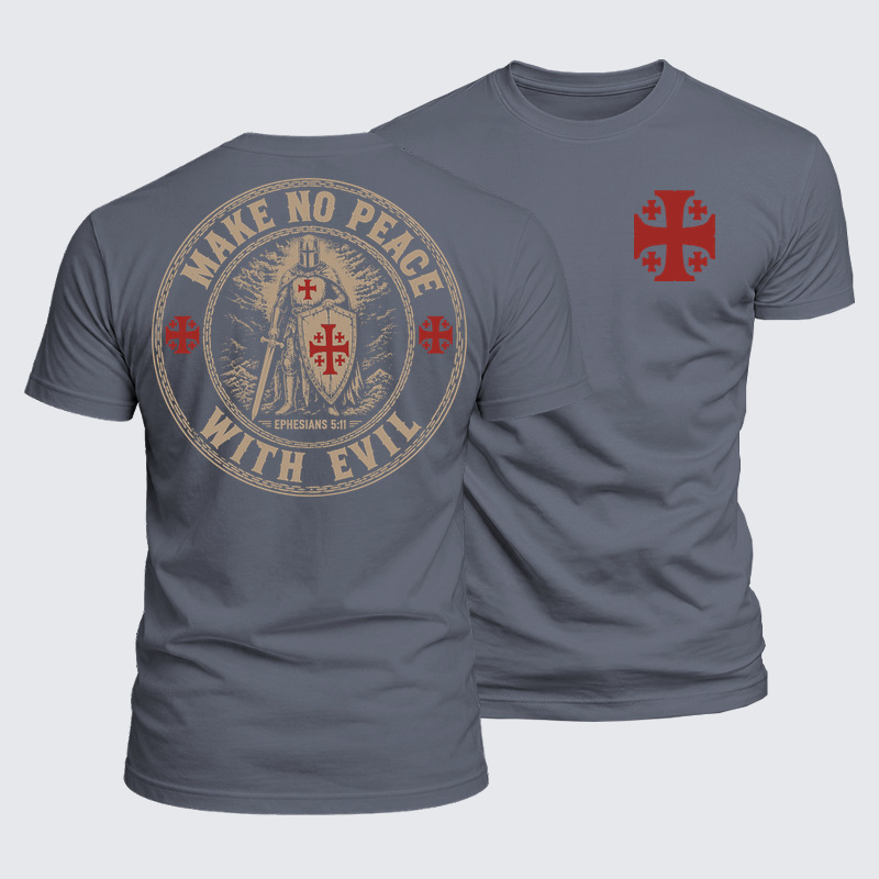 Luxe Mercerized Cotton Tee - Make No Peace with Evil Knight Templar Jerusalem Cross