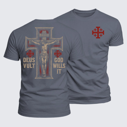 Luxe Mercerized Cotton Tee - Make No Peace with Evil Jerusalem Cross