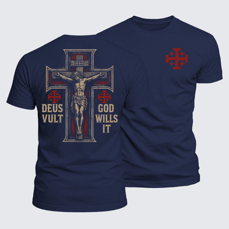 Luxe Mercerized Cotton Tee - Make No Peace with Evil Jerusalem Cross