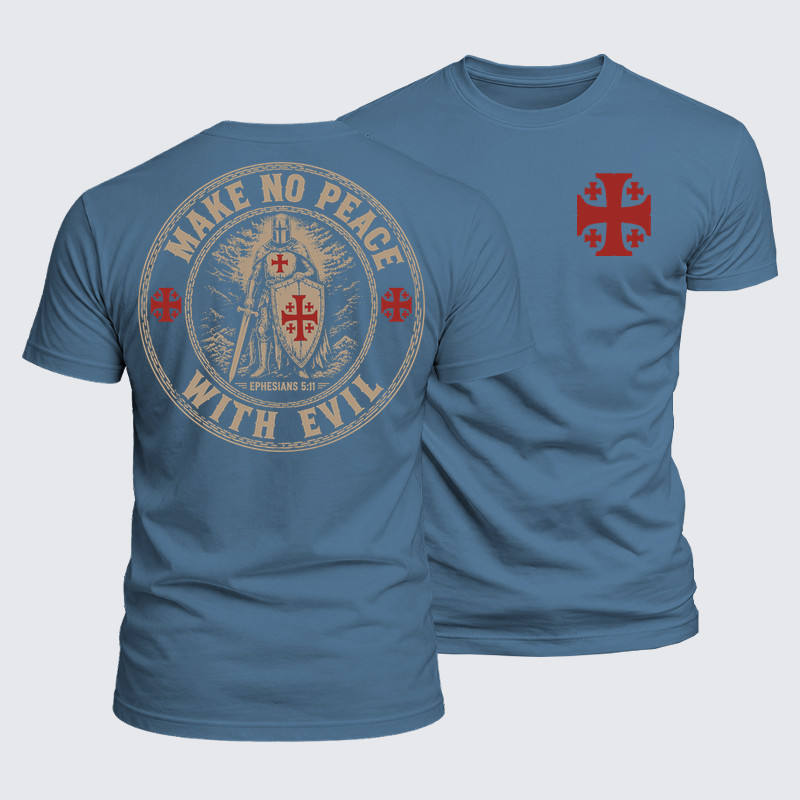 Luxe Mercerized Cotton Tee - Make No Peace with Evil Knight Templar Jerusalem Cross
