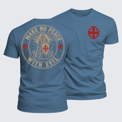 Luxe Mercerized Cotton Tee - Make No Peace with Evil Knight Templar Jerusalem Cross