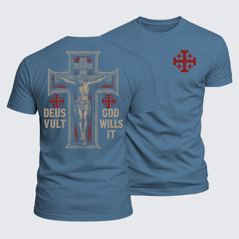 Luxe Mercerized Cotton Tee - Make No Peace with Evil Jerusalem Cross