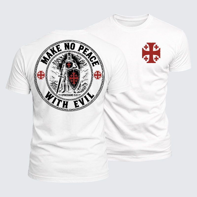 Luxe Mercerized Cotton Tee - Make No Peace with Evil Knight Templar Jerusalem Cross