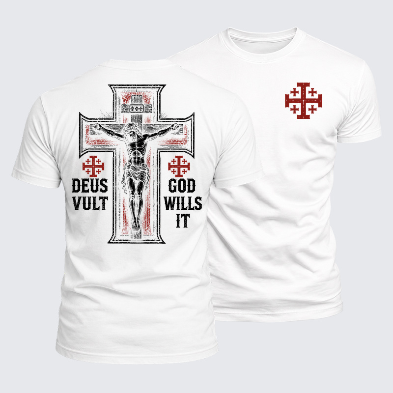 Luxe Mercerized Cotton Tee - Make No Peace with Evil Jerusalem Cross