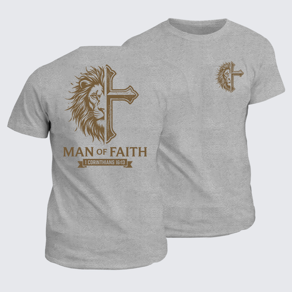 Man of Faith Jesus God Christian Cotton T-Shirt