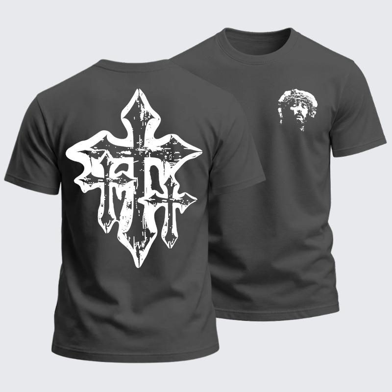 Heavyweight Cotton Tee - Christian Faith Jesus and Cross