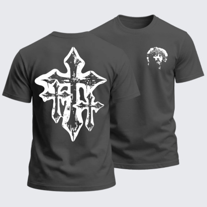 Heavyweight Cotton Tee - Christian Faith Jesus and Cross