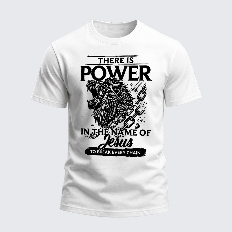 Heavyweight Cotton Tee - There Is Power In The Name Of Jesus To Break Every Chain