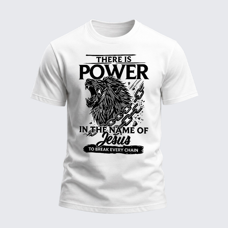 Heavyweight Cotton Tee - There Is Power In The Name Of Jesus To Break Every Chain