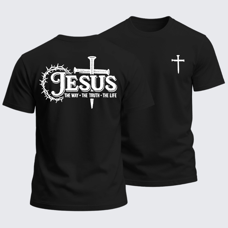 Heavyweight Cotton Tee - Jesus The Way The Truth The Life