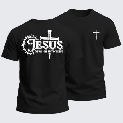 Heavyweight Cotton Tee - Jesus The Way The Truth The Life