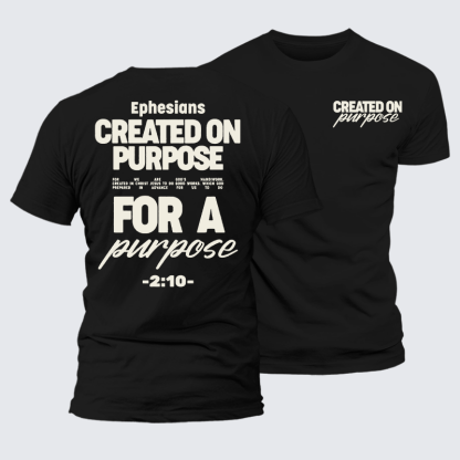 Created On Purpose Jesus God Christian Premium Mercerized Cotton Tee