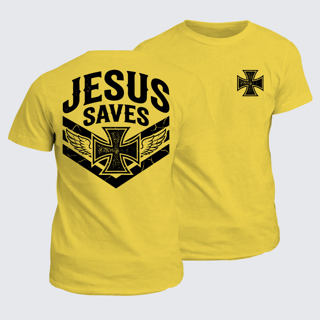 Jesus Saves Jesus God Christian Cotton T-Shirt