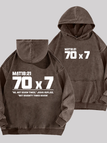 Matthew 18:21 Jesus God Christian Washed Hoodie