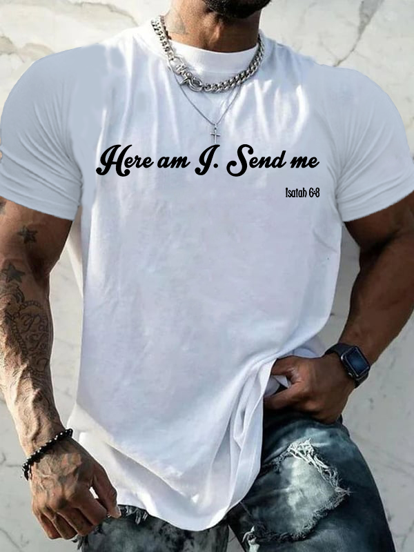 Isaiah 6:8 Jesus God Christian Cotton T-Shirt