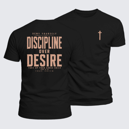 Deny Yourself Discipline Over Desire Jesus God Christian  – Luxe Mercerized Interlock Cotton Tee