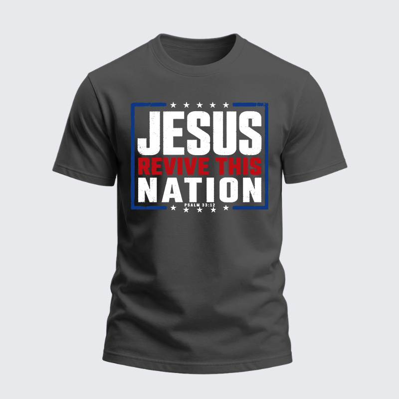 Heavyweight Cotton Tee - Jesus Revive This Nation