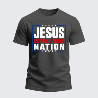 Heavyweight Cotton Tee - Jesus Revive This Nation