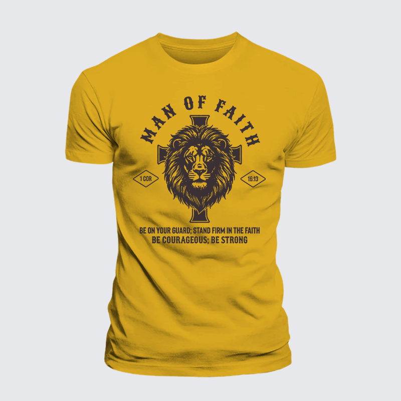 Man Of Faith Jesus God Christian Premium Mercerized Cotton Tee